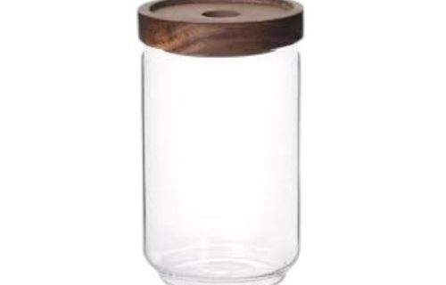 برطمان دائري بغطاء خشبي مقاس 8.5 * 20 سم