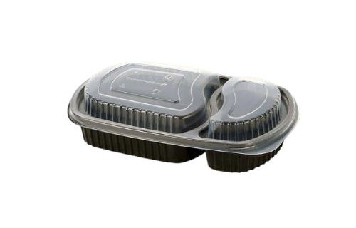 ماعون ميكرويف سادة  مقسم 2مع غطاء شد 10 حبه