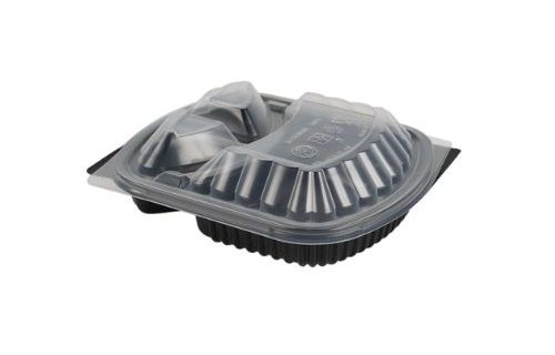 ماعون ميكرويف سادة  مقسم 3مع غطاء شد 10 حبه