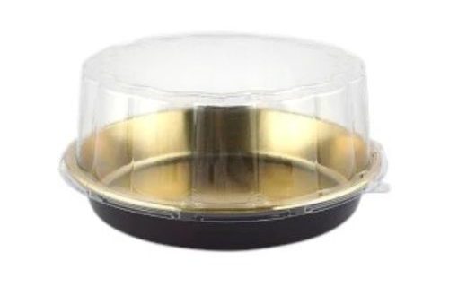 علب كيك ذهبي مدور 30 مع غطا  شفاف