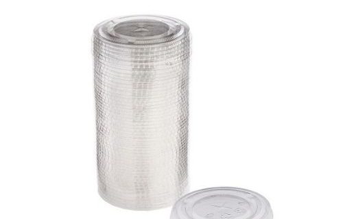 غطاء اكواب شفاف مسطح 50 حبه